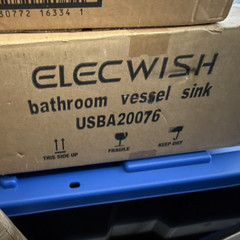 ELECWISH Blue Glass Bathroom Vessel Sink USBA20076 18.11×7.68 in Faucet Drain