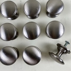 Round Brushed Nickel Silver Cabinet Drawer Knob Pull Handle – Lot of 24