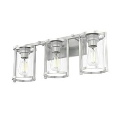 HUNTER Astwood 24.25 in. 3-Light Brushed Nickel Vanity Light, Clear Glass Shades