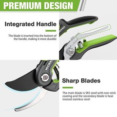 WORKPRO 2PC Pruning Shears 8″ Bypass Pruning Shear 6.25″ Straight Garden Scissor