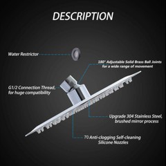 8in Round / Square Rainfall Shower Head Chrome Stainless Steel Bath Rain Sprayer