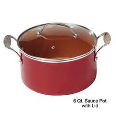 BulbHead (10824) Red Copper 10 PC Copper-Infused Ceramic Non-Stick Cookware Set