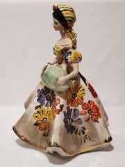 15.5″ Handpainted Ceramic/Porcelain Lady With Water Jug Figurine Made In Italy