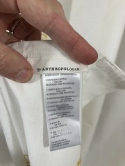 Anthropologie White Yellow Cotton Linen Curtain Panel Set Embroidered 84” x 50”