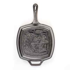 Lodge L8SGPWLFI Wildlife Series Trout Pre Seasoned 10.5 in Square Grill Pan