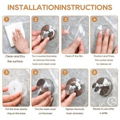 1-4pc Suction Cup Hooks Waterproof Shower Hooks Bathroom Towel Hanger Punch-Free
