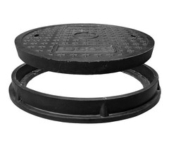Natotela 24in Round Manhole Cover and Frame, Fiberglass Recessed Solid Top Co…