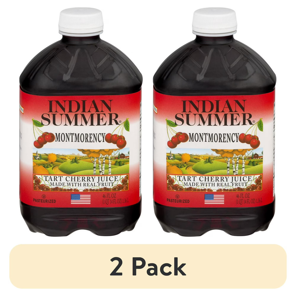 (2 pack) Indian Summer 100% Juice, Montmorency Cherry, 46 Fl Oz, 1 Count
