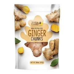 2 Packs Nutty & Fruity Ginger Chunks Dried Non Crystallized 32 oz Each = 4 lbs