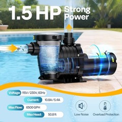 Hayward 1.5HP Swimming Pool Pump In/Above Ground with Motor Strainer Basket