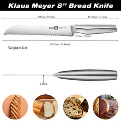 Klaus Meyer Contour Finest high carbon steel 8 inch Bread Knife