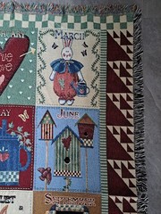 VINTAGE Vicky Howard “12 Months Of The Year” THROW BLANKET Tapestry 52” X 71”