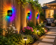 Solar Mandala Mosaic Lights 7 Color Changing Outdoor Solar Fence Decor Lamp