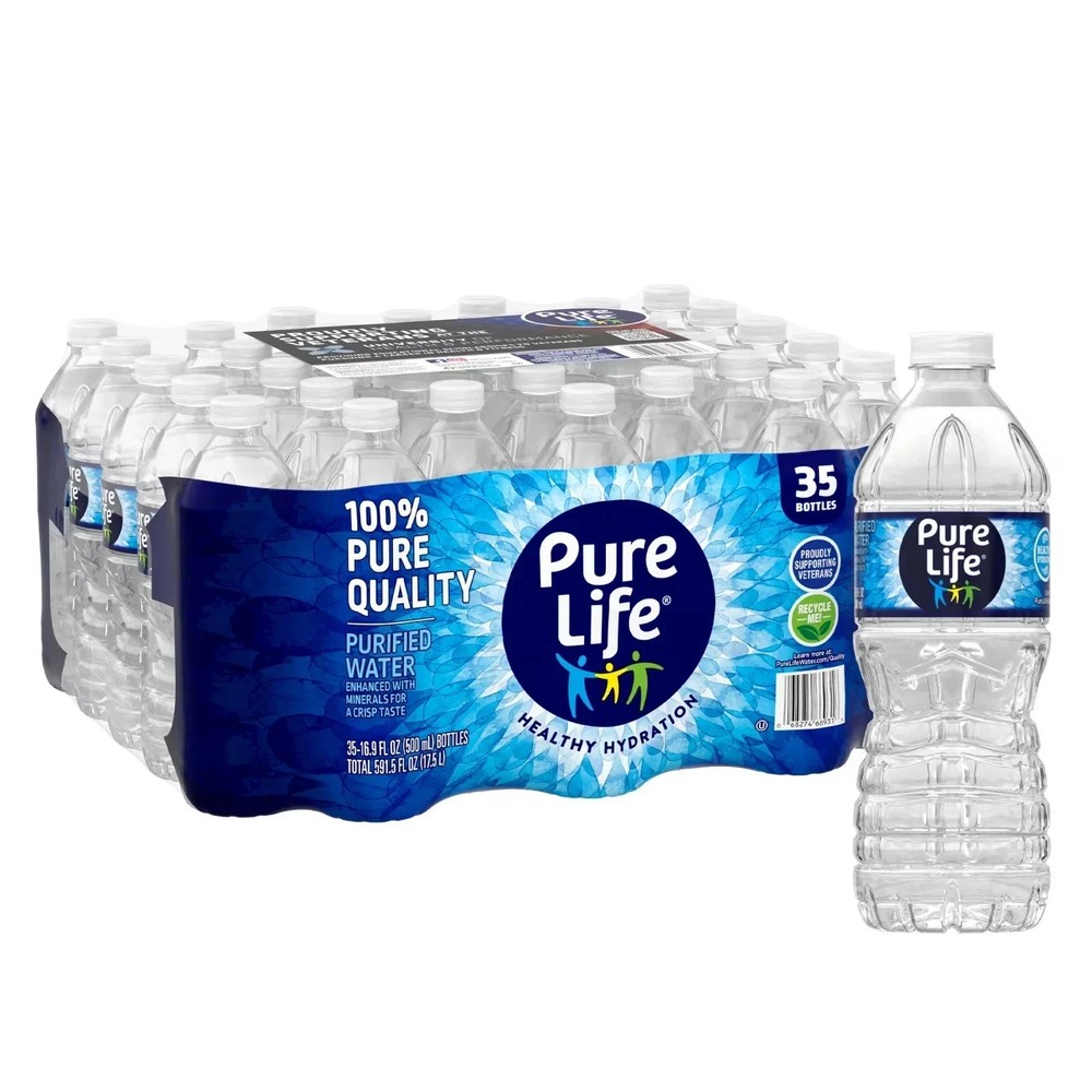 Pure Life Purified Water, 16.9 fl oz, 35-Pack Plastic BOTTLES