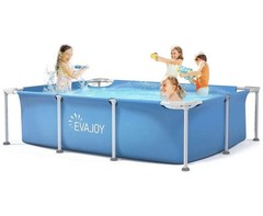 Evajoy 85in x 23in x 59in Metal Frame Rectangular Swimming Pool Set