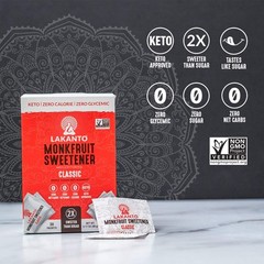 Lakanto Classic Monk Fruit Sweetener with 3g Packet (30 Count), white