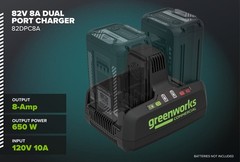 GREENWORKS GREENWORKS 82DCP8A 82 Volt 8A Dual Port Charger