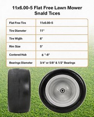 Multiple Sizes 2 Pack Lawn Mower Tire and Wheel Flat Free or Pneumatic Tire