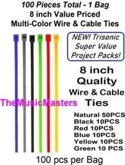200 Pack Assorted Colors 8 inch Wire Cable Ties Nylon Zip Tie Down Wraps Straps