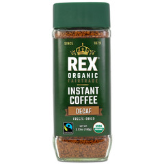 Rex Coffee Organic Fairtrade Natural Decaf Freeze-Dried Instant Arabica 3.53 oz
