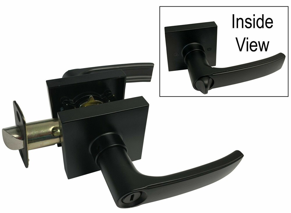 House Guard Matte Black Square Door Levers Locks Knobs Handle Privacy Keyed