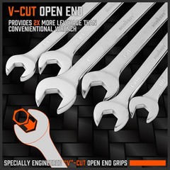 15PC Combination Spanner Wrench Ring Open Ended 1/4″ – 1″ SAE 12 Point “V” Notch