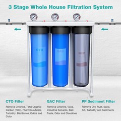 4-Stage 20″x4.5″ Big Blue Whole House Water Filter System 1″ NPT Port 150000 Gal