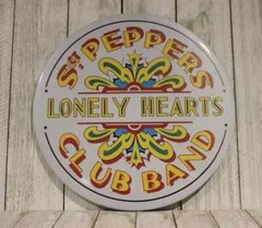 The Beatles Tin Sign Metal Sgt. Peppers Bass Drum Drumhead Style Sargent Sgt