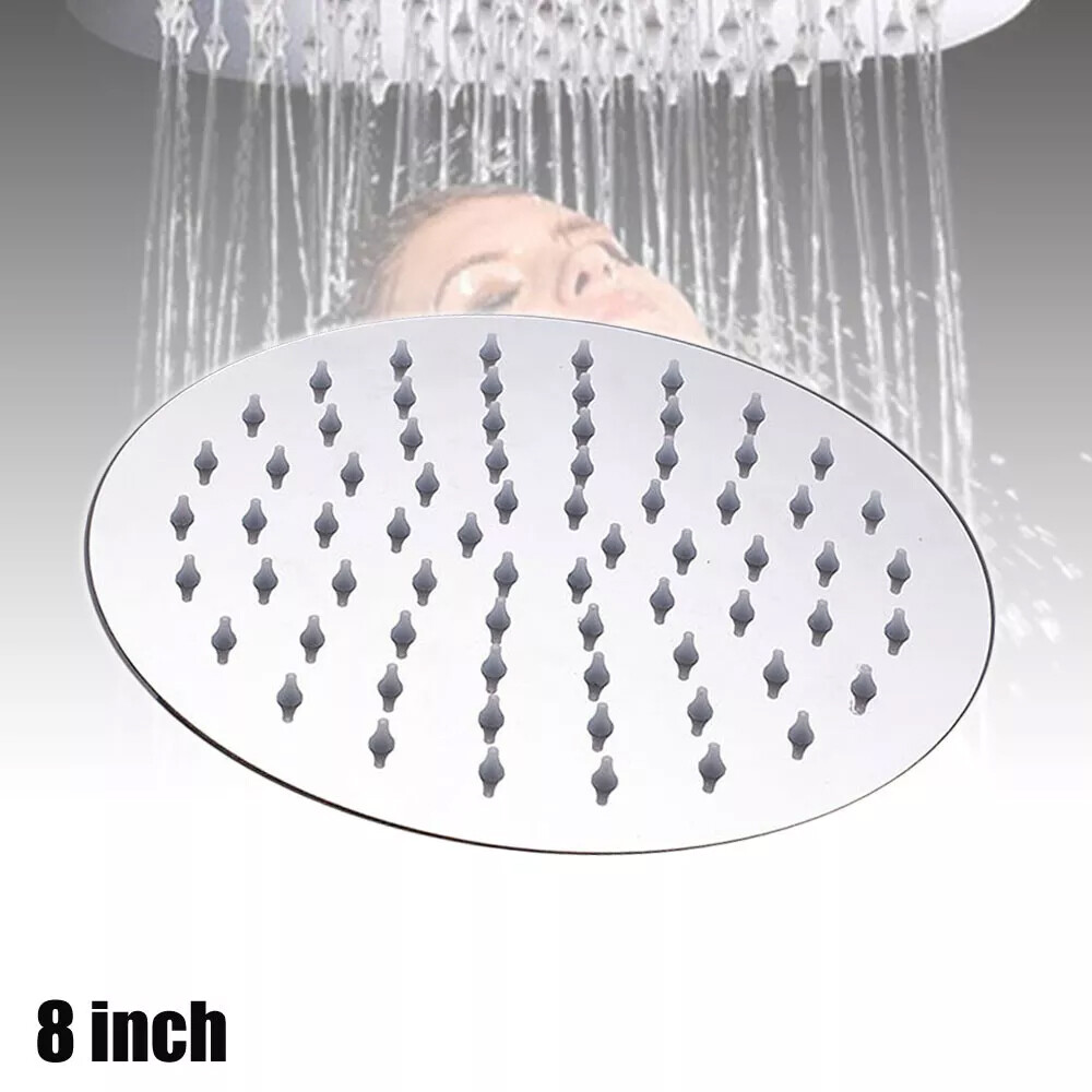 8in Round / Square Rainfall Shower Head Chrome Stainless Steel Bath Rain Sprayer