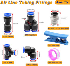 Air Line Tubing Kit,1/4″ Air Hose,1/4″ (6.35MM) OD 32.8FT Polyurethane PU Air Ho