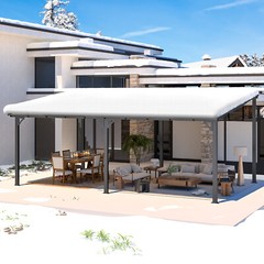 Wall Mounted Hardtop Gazebo Lean to Metal Pergola Outdoor Patio Awning Shelter