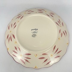 Temptations By Tara Old World 15″ Round Serving Plate White Floral Stoneware