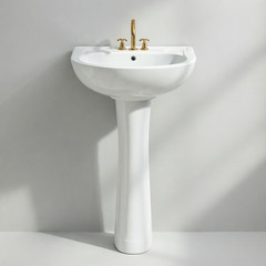HOROW 22×19 Inch U-Shape Pedestal Sink,White Ceramic Bathroom Sink with Overflow