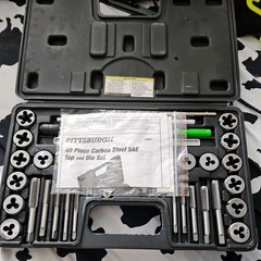 PITTSBURGH Carbon Steel SAE or Metric Tap and Die Set, 40 Piece