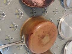 10 pc Calphalon Tri-Clad Copper Bottom Stainless Cookware Set Pots Pans Lids.