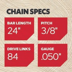 24″ Bar & Chain For McCulloch Pro Mac 800, Pro Mac 8200, 240VXLHD009 / 72EXL084G