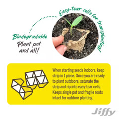 NEW Jiffy Peat Strips Seed Starter Kit 50 Biodegradable Pots Easy Plant Growth