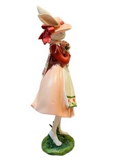 Bunny Girl Figurine 15.5in Holding Flowers Spring Summer Statue Decor NEW Gift