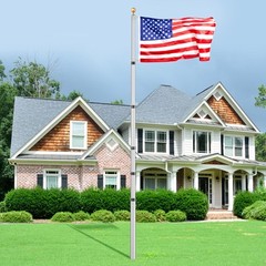 VEVOR 30FT Telescopic Flagpole Kit Heavy Duty Aluminum Flag Pole American Silver