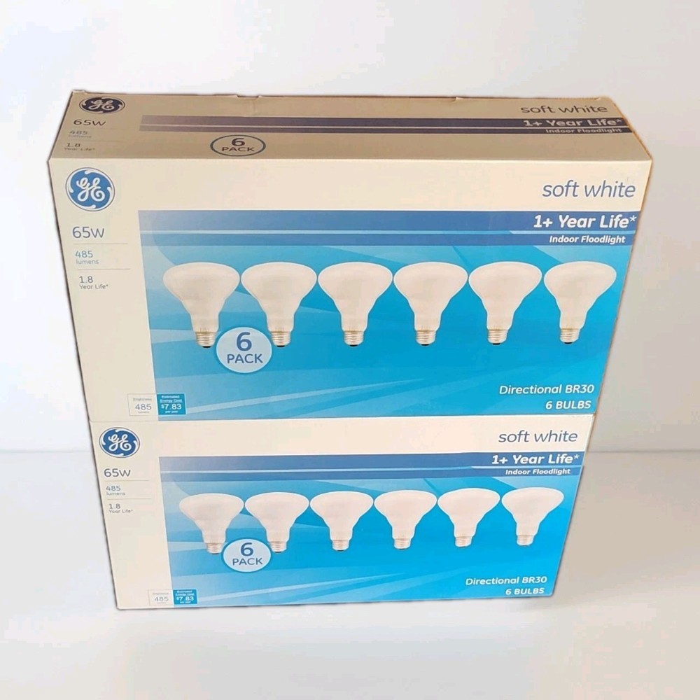 GE Soft White Floodlight Bulb 65W- 46115 (2 Packs Of 6 Bulbs Totaling 12 Bulbs)