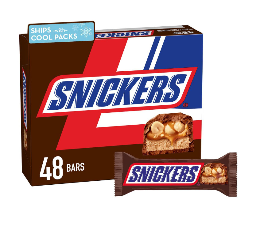 SNICKERS Full Size Milk Chocolate Candy Bars, 1.86 oz, 48 ct Box Chocolate Candy
