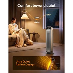 DREO 1500W PTC 25” Space Heater Solaris Max Silver and Gold