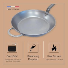 De Buyer Mineral B Round Carbon Steel Fry Pan – Naturally Nonstick – 12.5″