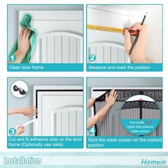Magnetic Screen Door Heavy Duty Hands-Free Mosquito Mesh Anti Bugs Fly Curtain