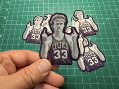 Larry Bird Middle Fingers – Flipping The Bird- Laminated Vinyl Sticker – 2″x3″