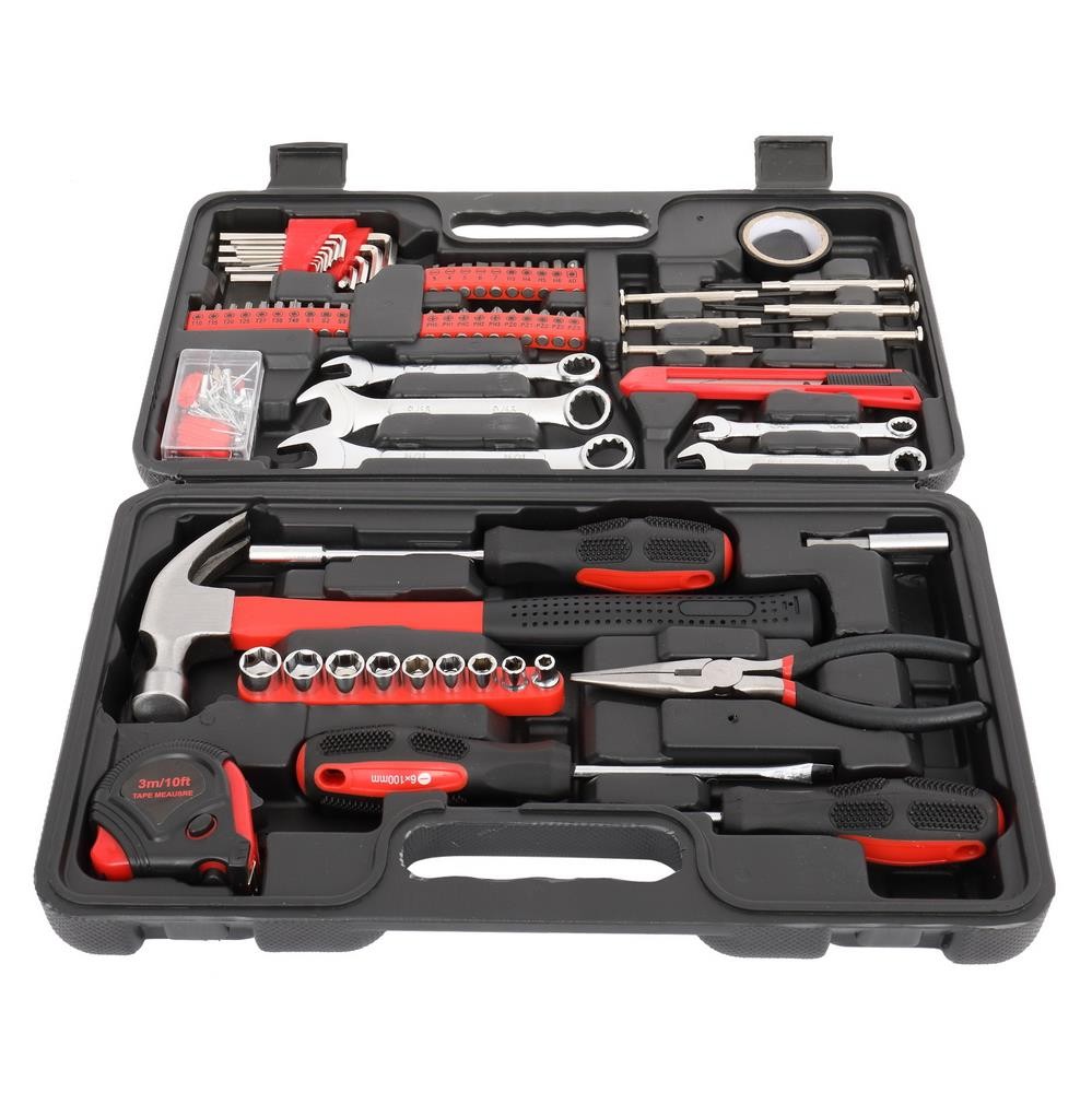 Portable 148 Pieces Hand Tool Set with Case for Home Repair and Maintenance