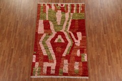 Abstract Moroccan Area Rug 5×8 Hand-knotted Wool Oriental Carpet for Any Room
