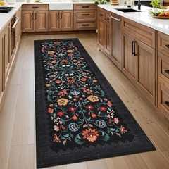2.5×8 Floral Boho Runner Rug – Machine Washable & Non-Slip, Perfect for Hallways