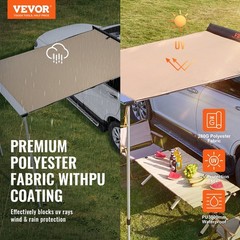 4.6×6.6ft Efficient Setup Car Awning Fits Roof Racks SUV Van Compatible