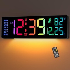 14.2″ Large Display Digital Wall Clock with Date Day of Week 14.2” Multicolor